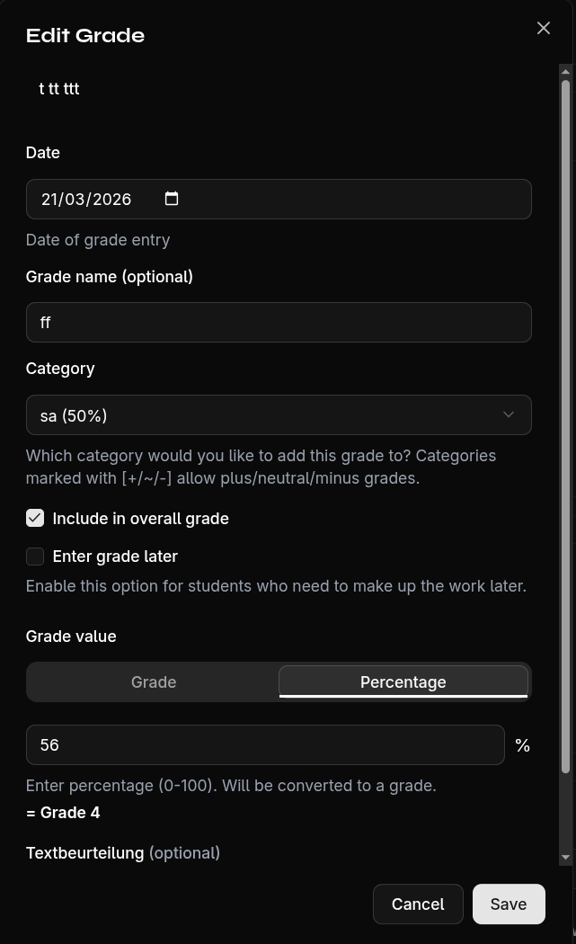 Edit Grade
