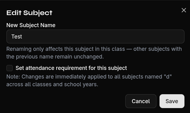 Edit Subject