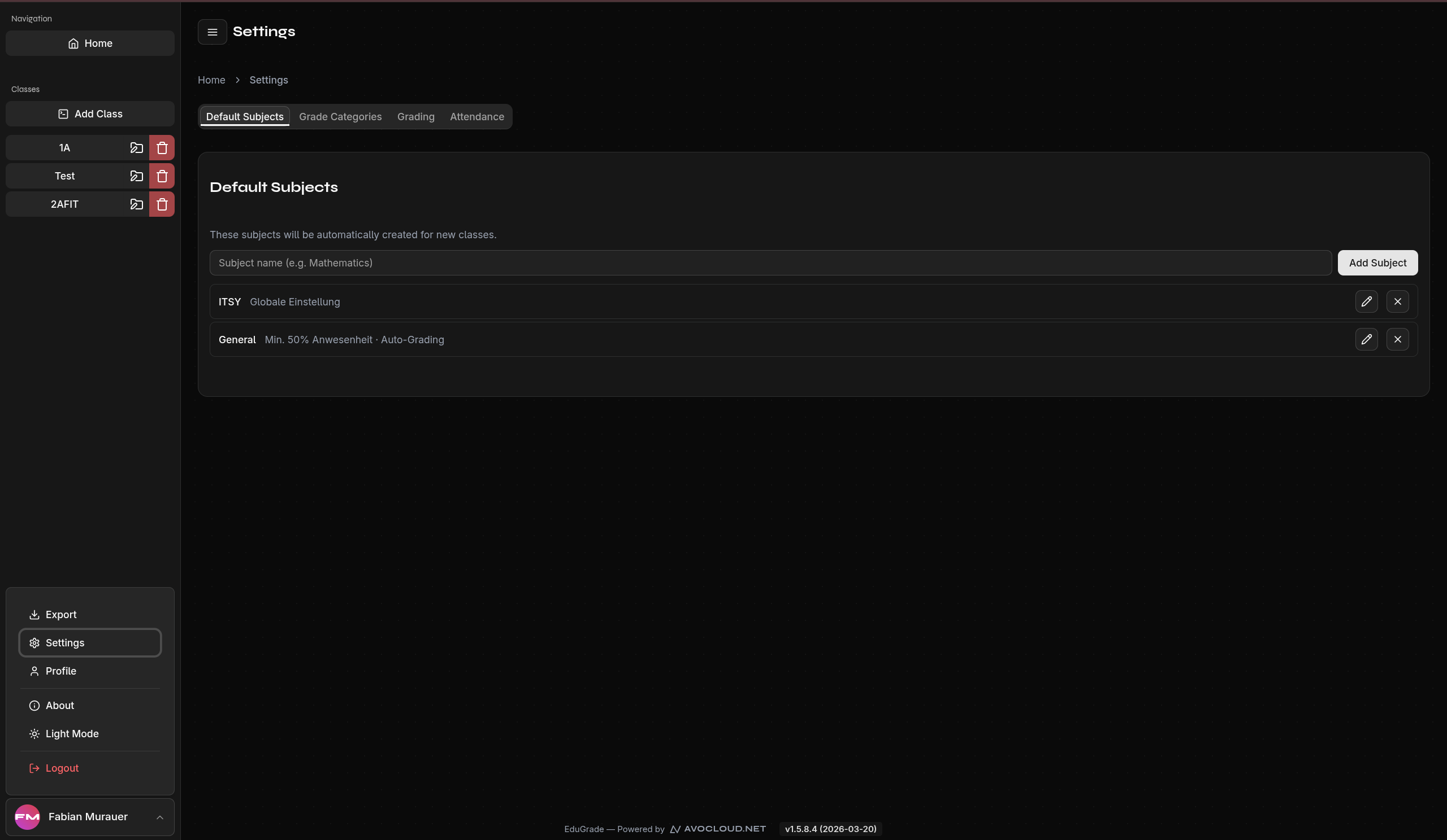 Profile Settings